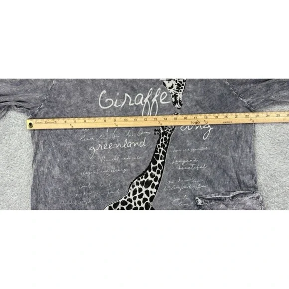 Jess & Jane Tunic Top XL Mineral Washed Gray Giraffe Song Boho Pocket Lagenlook - Picture 6 of 9